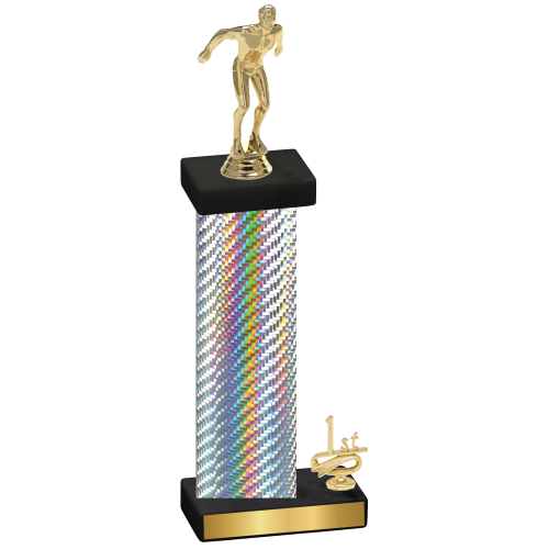 Accented Single Silver Carbon Fiber First Place Swimming Trophy