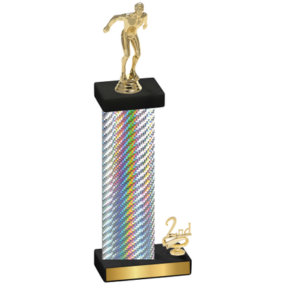 Accented Single Silver Carbon Fiber Second Place Swimming Trophy