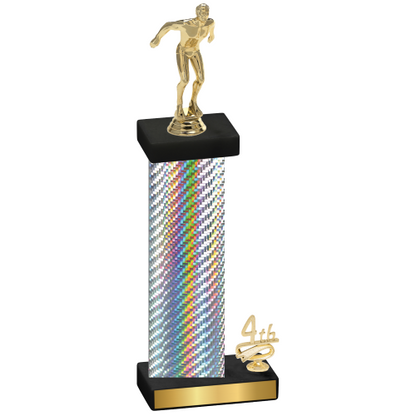 Accented Single Silver Carbon Fiber Fourth Place Swimming Trophy