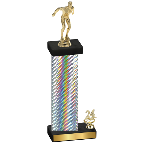 Accented Single Silver Carbon Fiber Year Swimming Trophy