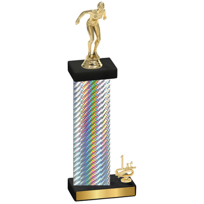 Accented Single Silver Carbon Fiber First Place Tennis Trophy