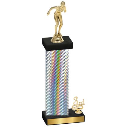 Accented Single Silver Carbon Fiber Third Place Tennis Trophy