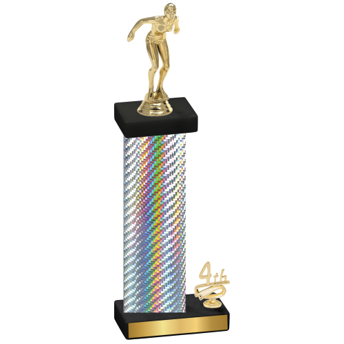 Accented Single Silver Carbon Fiber Fourth Place Tennis Trophy