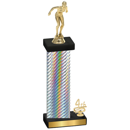 Accented Single Silver Carbon Fiber Fourth Place Tennis Trophy