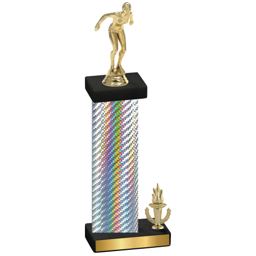 Accented Single Silver Carbon Fiber Victory Tennis Trophy