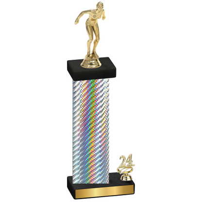 Accented Single Silver Carbon Fiber Year Tennis Trophy