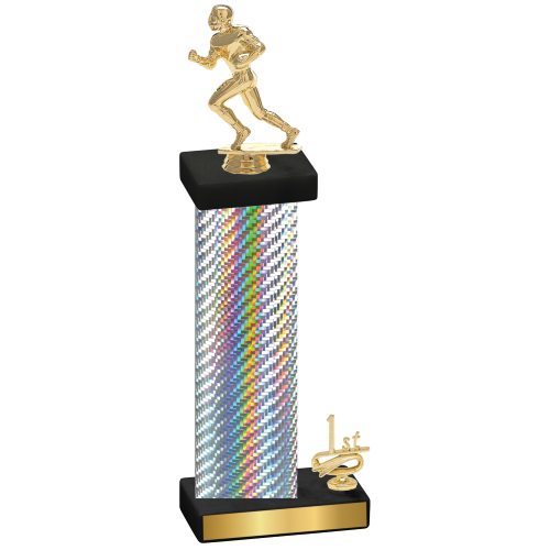 Accented Single Silver Carbon Fiber First Place Football Trophy