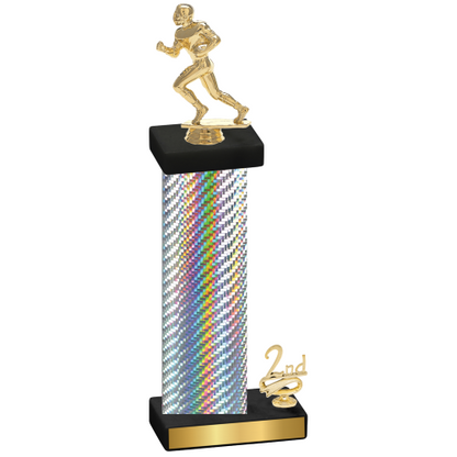 Accented Single Silver Carbon Fiber Second Place Football Trophy