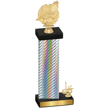 Accented Single Silver Carbon Fiber First Place Swimming Trophy