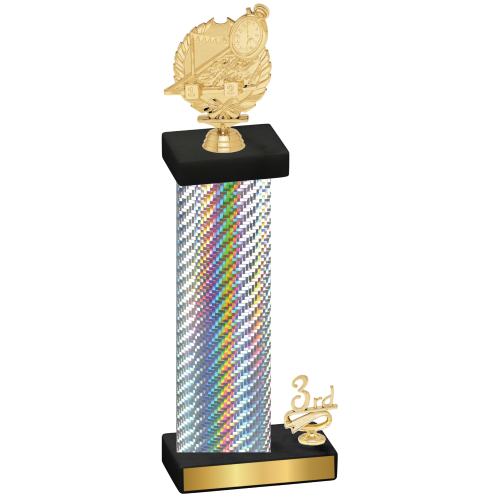 Accented Single Silver Carbon Fiber Third Place Swimming Trophy