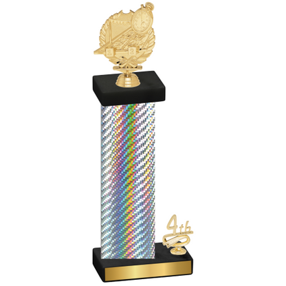 Accented Single Silver Carbon Fiber Fourth Place Swimming Trophy