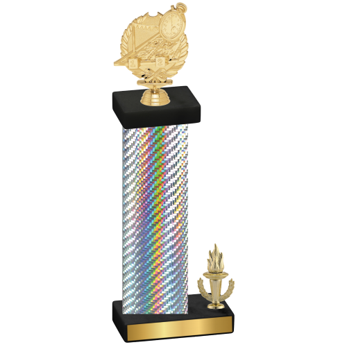 Accented Single Silver Carbon Fiber Victory Swimming Trophy