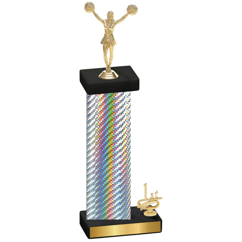 Accented Single Silver Carbon Fiber First Place Cheerleading Trophy