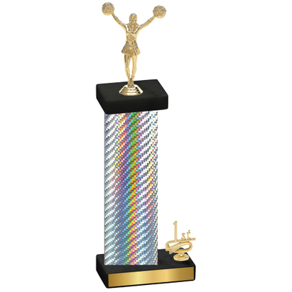 Accented Single Silver Carbon Fiber First Place Cheerleading Trophy