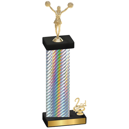 Accented Single Silver Carbon Fiber Second Place Cheerleading Trophy