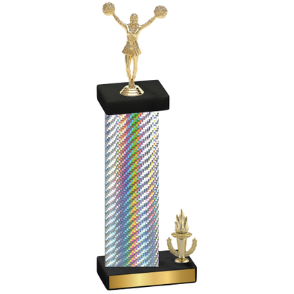 Accented Single Silver Carbon Fiber Victory Cheerleading Trophy