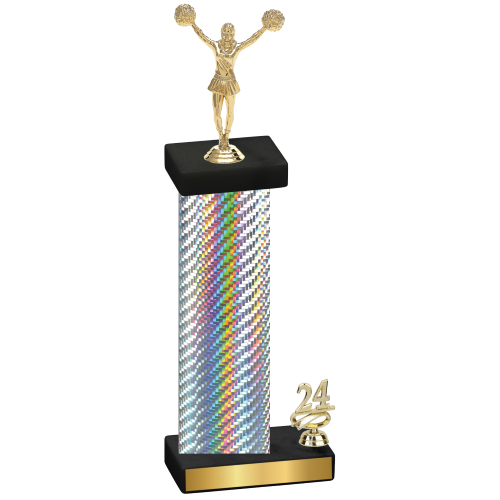 Accented Single Silver Carbon Fiber Year Cheerleading Trophy