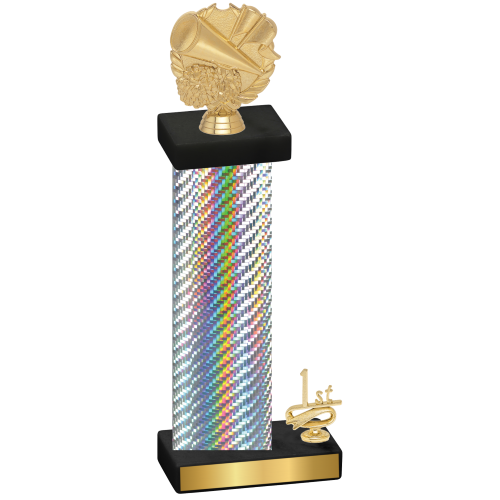 Accented Single Silver Carbon Fiber First Place Cheerleading Trophy