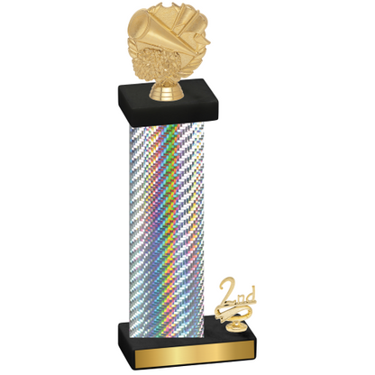 Accented Single Silver Carbon Fiber Second Place Cheerleading Trophy