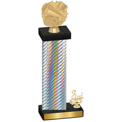 Accented Single Silver Carbon Fiber Third Place Cheerleading Trophy