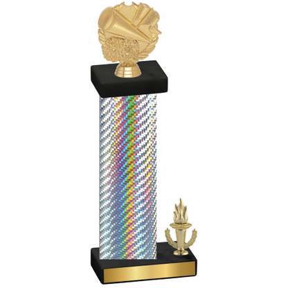 Accented Single Silver Carbon Fiber Victory Cheerleading Trophy