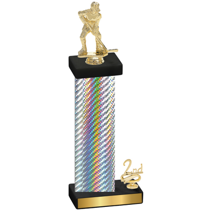 Accented Single Silver Carbon Fiber Second Place Hockey Trophy