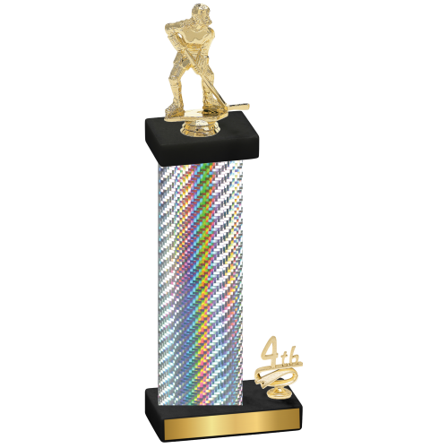 Accented Single Silver Carbon Fiber Fourth Place Hockey Trophy