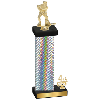 Accented Single Silver Carbon Fiber Fourth Place Hockey Trophy