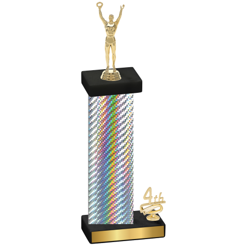 Accented Single Silver Carbon Fiber Fourth Place Victory Trophy