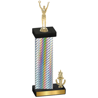 Accented Single Silver Carbon Fiber Victory Victory Trophy