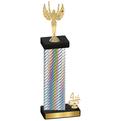 Accented Single Silver Carbon Fiber Fourth Place Victory Trophy