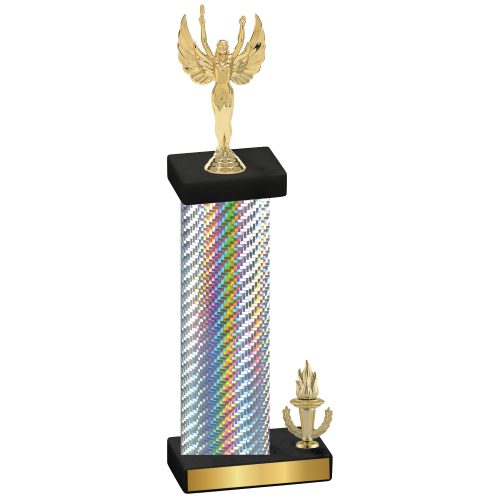 Accented Single Silver Carbon Fiber Victory Victory Trophy