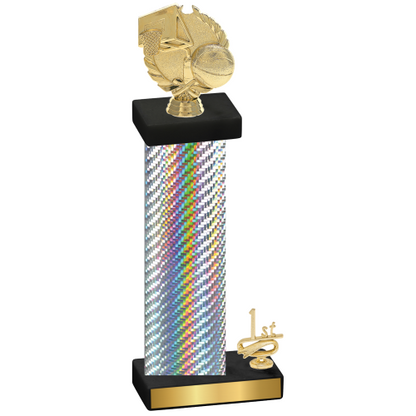 Accented Single Silver Carbon Fiber First Place Basketball Trophy