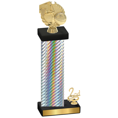 Accented Single Silver Carbon Fiber Second Place Basketball Trophy