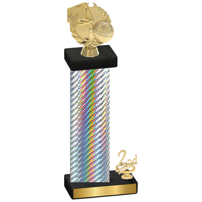 Accented Single Silver Carbon Fiber Second Place Basketball Trophy