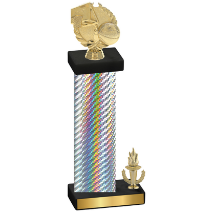 Accented Single Silver Carbon Fiber Victory Basketball Trophy