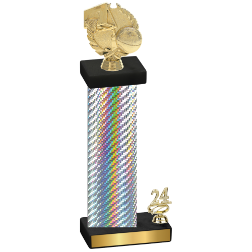 Accented Single Silver Carbon Fiber Year Basketball Trophy