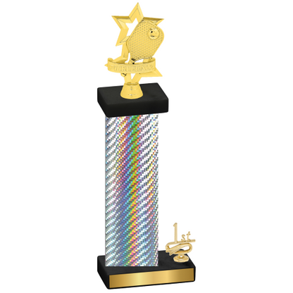 Accented Single Silver Carbon Fiber First Place Pickleball Trophy