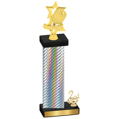 Accented Single Silver Carbon Fiber Second Place Pickleball Trophy