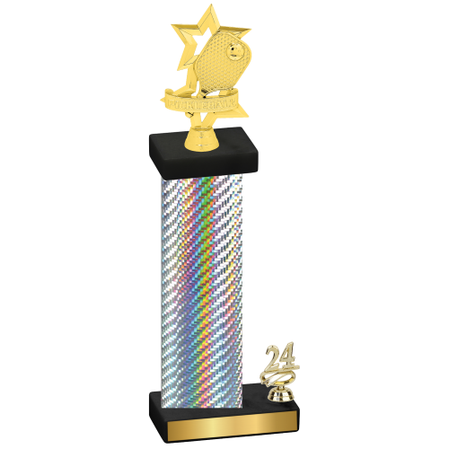 Accented Single Silver Carbon Fiber Year Pickleball Trophy