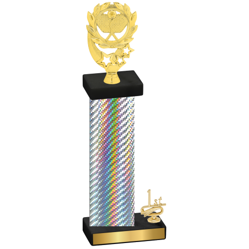 Accented Single Silver Carbon Fiber First Place Pickleball Trophy