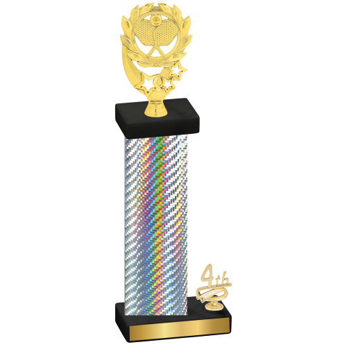 Accented Single Silver Carbon Fiber Fourth Place Pickleball Trophy