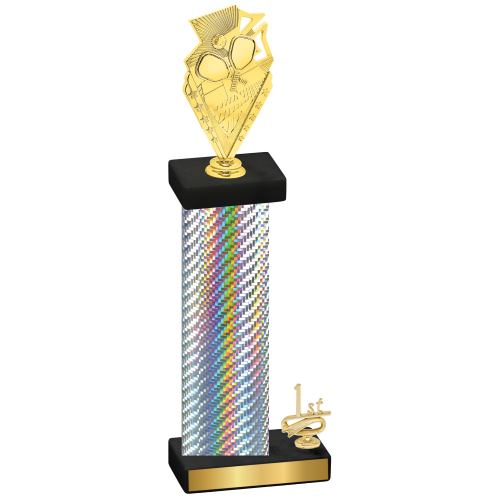 Accented Single Silver Carbon Fiber First Place Pickleball Trophy