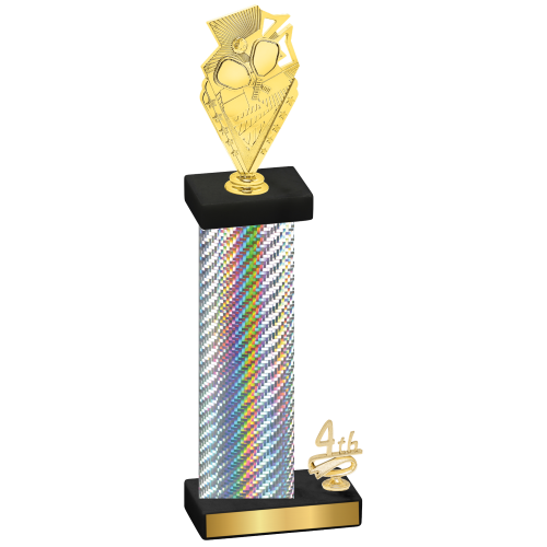 Accented Single Silver Carbon Fiber Fourth Place Pickleball Trophy