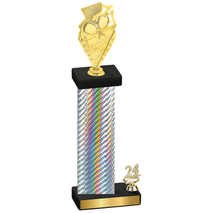 Accented Single Silver Carbon Fiber Year Pickleball Trophy