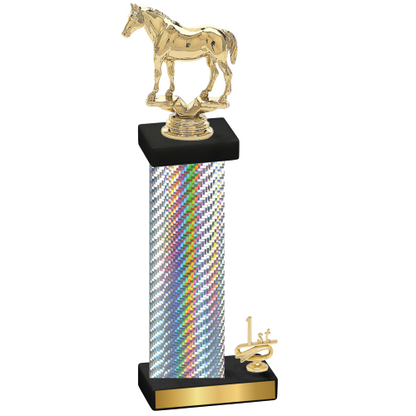 Accented Single Silver Carbon Fiber First Place Horses Trophy