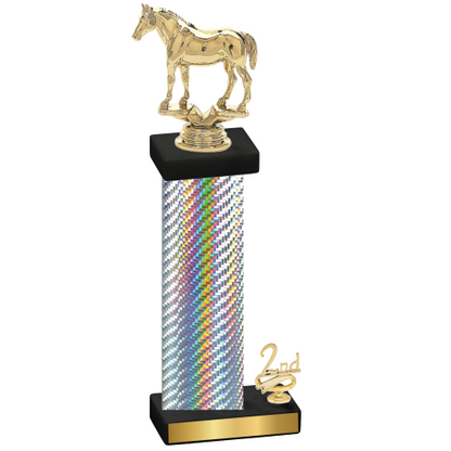 Accented Single Silver Carbon Fiber Second Place Horses Trophy