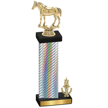 Accented Single Silver Carbon Fiber Victory Horses Trophy