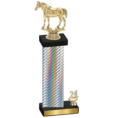 Accented Single Silver Carbon Fiber Year Horses Trophy