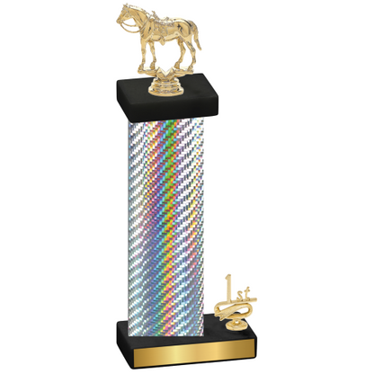 Accented Single Silver Carbon Fiber First Place Horses Trophy